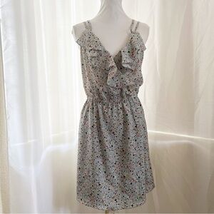 BCBG Grey/Blue Confetti Splashed Cross Front Mini Size Medium